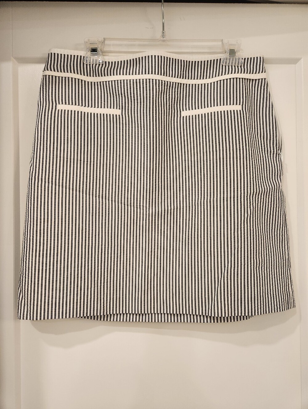 Talbots Gingham Skirt Blue And White Stripe